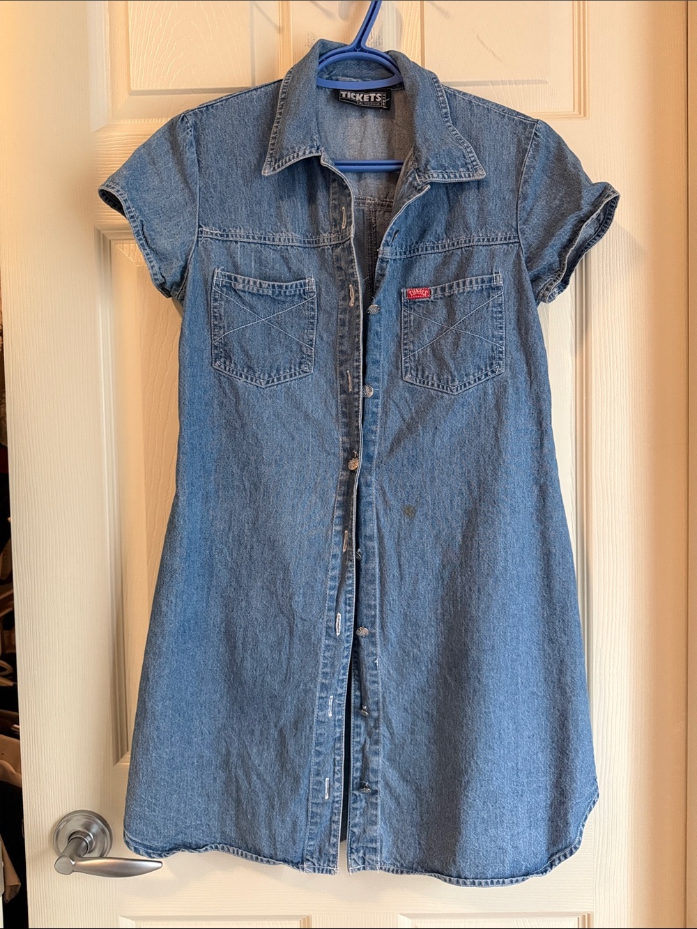 Vintage Tickets California Denim Shirt Dress | Button Front | No Size Tag